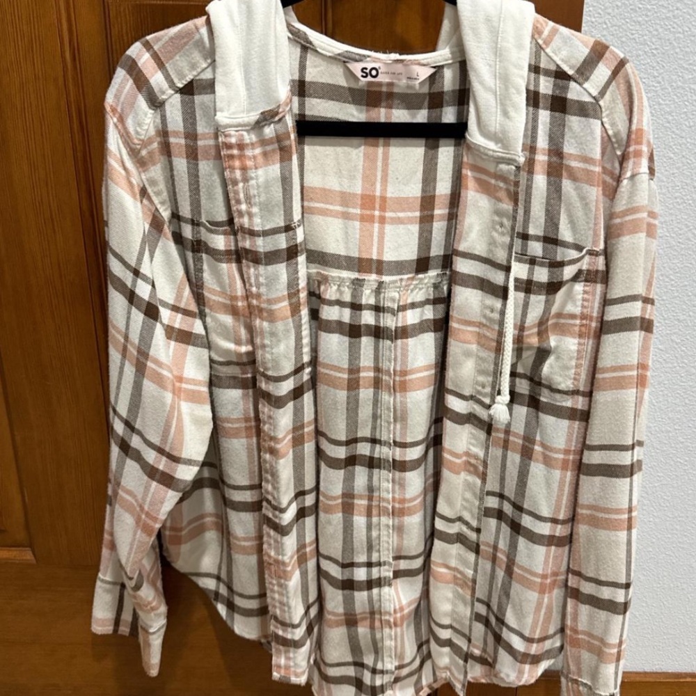 SO Plaid Shirt with Cream and Brown Accents